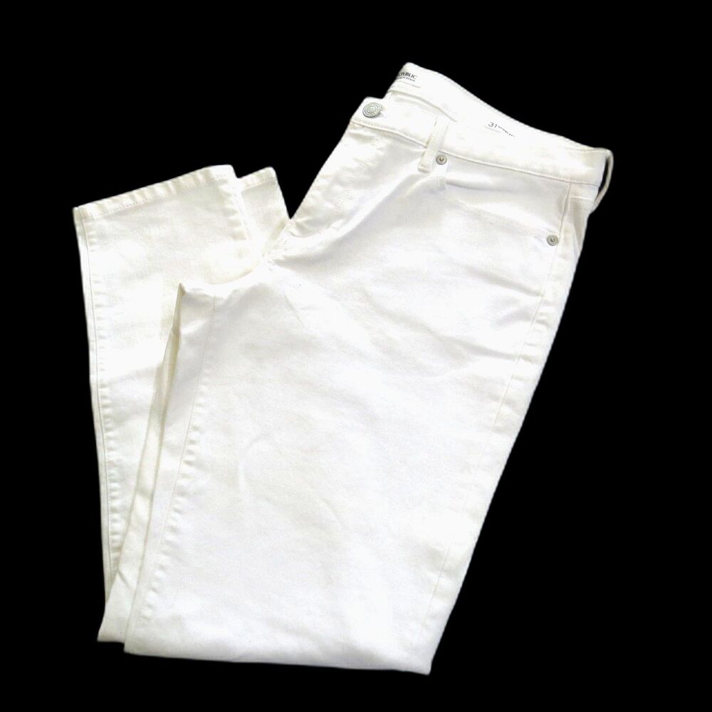 Banana Republic Women's Premium Denim White Skinny Ankle 31 EUC - Picture 1 of 11